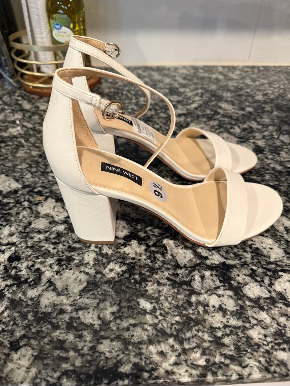 Nine West White Strappy Open-Toe Sandal